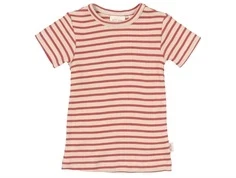 Petit Piao t-shirt lys berry/mørk råhvid stribet